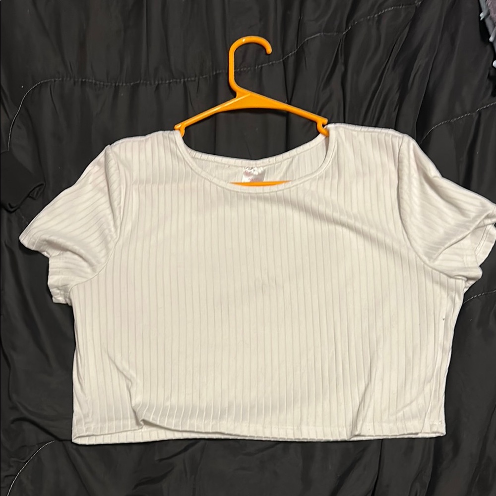White Ribbed Women's Top